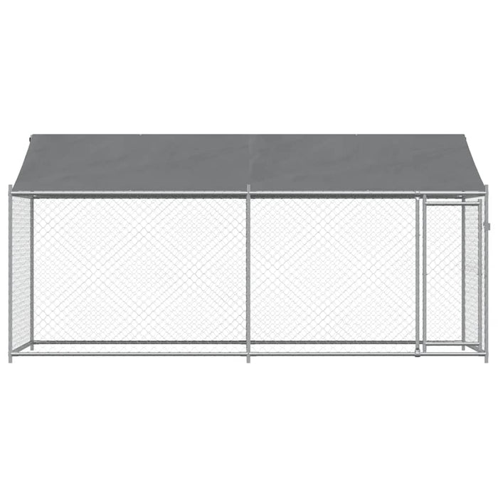 Cușcă câini cu acoperiș și uși, gri, 4x2x2 m, oțel galvanizat - WALTI WALTI