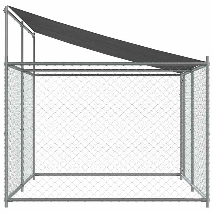 Cușcă câini cu acoperiș și uși, gri, 4x2x2 m, oțel galvanizat - WALTI WALTI