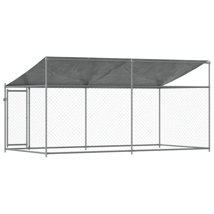 Cușcă câini cu acoperiș și uși, gri, 4x2x2 m, oțel galvanizat - WALTI WALTI
