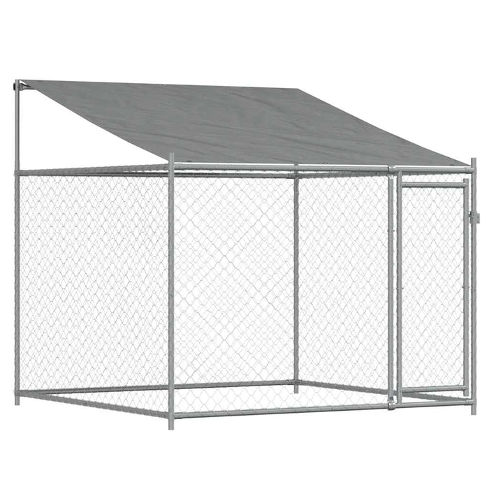 Cușcă câini cu acoperiș și uși, gri, 4x2x2 m, oțel galvanizat - WALTI WALTI