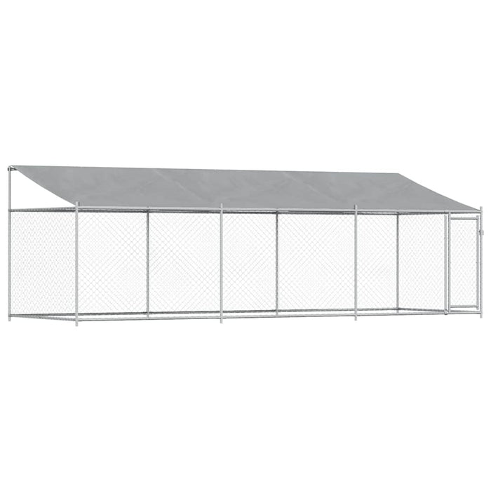 Cușcă câini cu acoperiș și uși, gri, 6x2x2 m, oțel galvanizat - WALTI WALTI