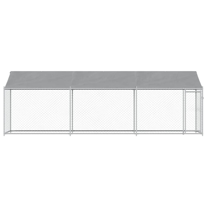 Cușcă câini cu acoperiș și uși, gri, 6x2x2 m, oțel galvanizat - WALTI WALTI