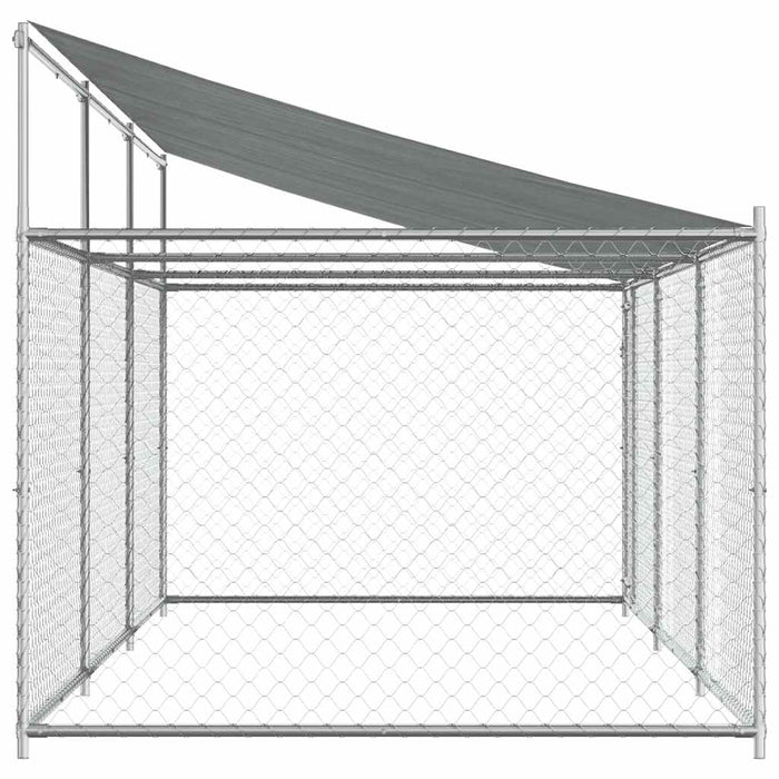 Cușcă câini cu acoperiș și uși, gri, 6x2x2 m, oțel galvanizat - WALTI WALTI