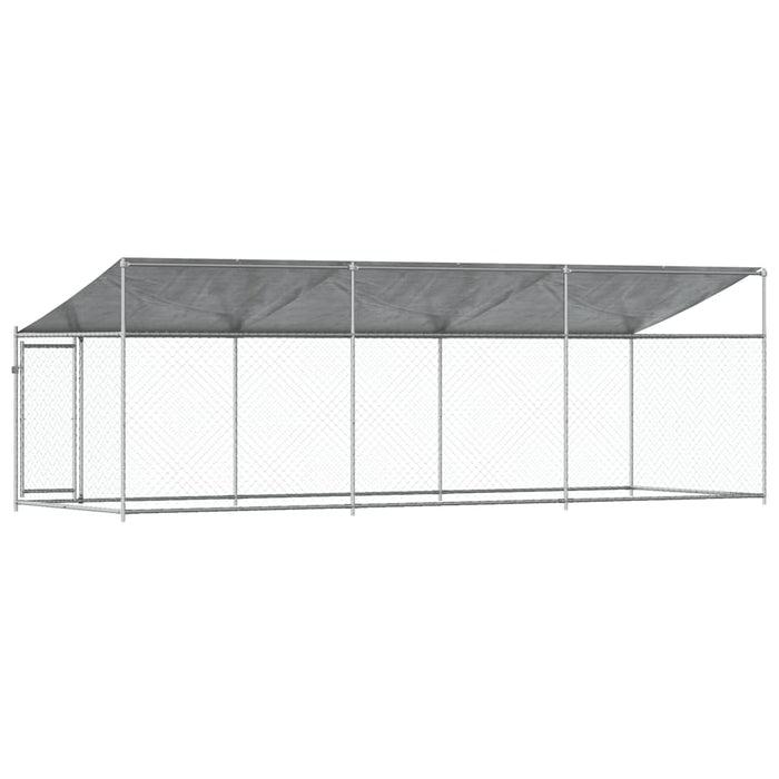 Cușcă câini cu acoperiș și uși, gri, 6x2x2 m, oțel galvanizat - WALTI WALTI