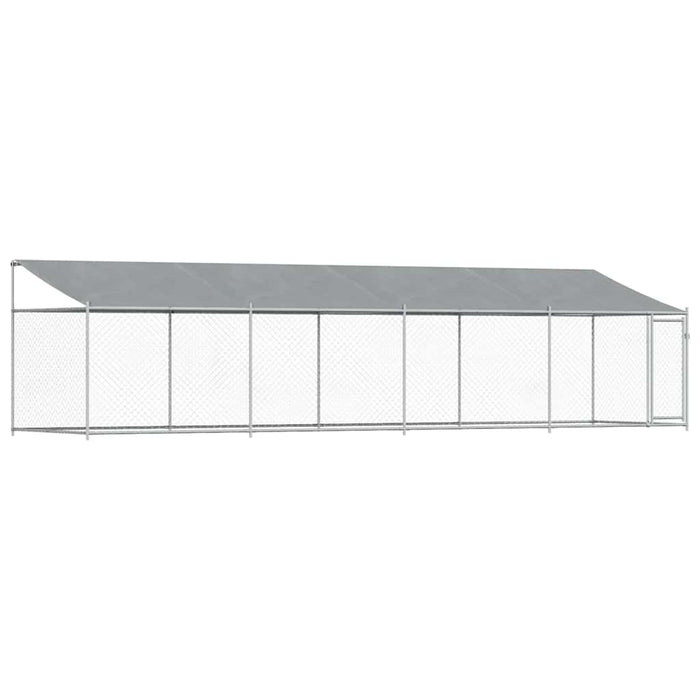 Cușcă câini cu acoperiș și uși, gri, 8x2x2 m, oțel galvanizat - WALTI WALTI