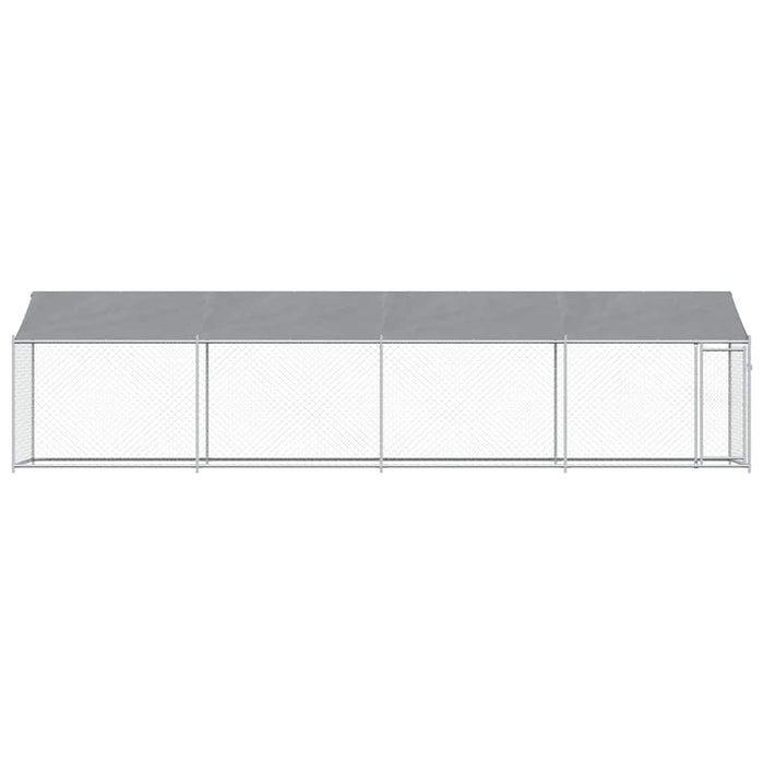 Cușcă câini cu acoperiș și uși, gri, 8x2x2 m, oțel galvanizat - WALTI WALTI
