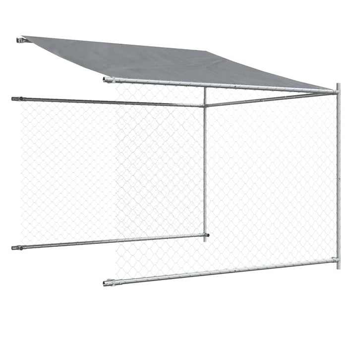 Cușcă câini cu acoperiș și uși, gri, 8x2x2 m, oțel galvanizat - WALTI WALTI