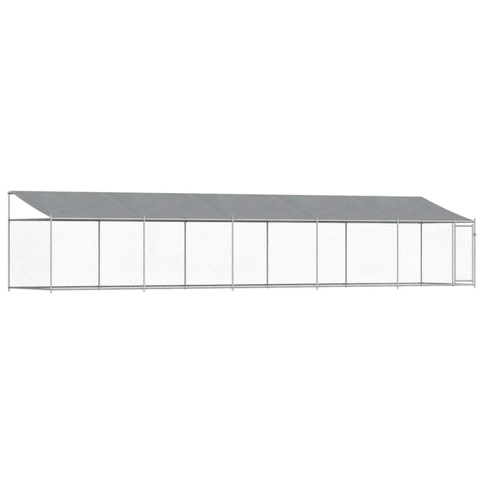 Cușcă câini cu acoperiș și ușă, gri, 10x2x2 m, oțel galvanizat - WALTI WALTI