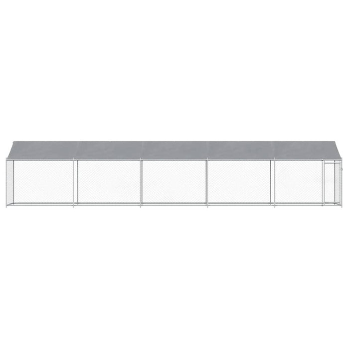 Cușcă câini cu acoperiș și ușă, gri, 10x2x2 m, oțel galvanizat - WALTI WALTI