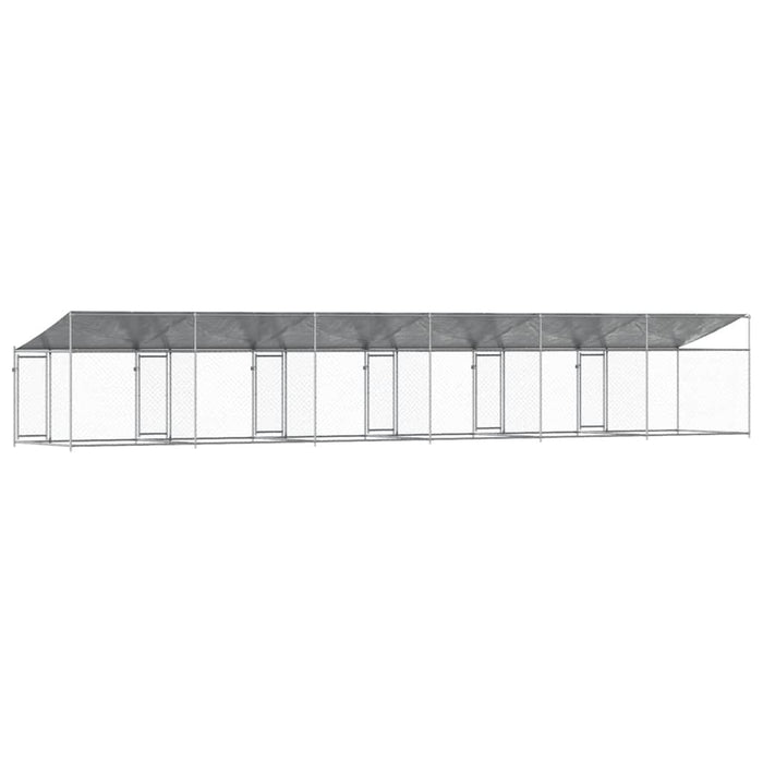 Cușcă câini cu acoperiș și ușă, gri, 10x2x2 m, oțel galvanizat - WALTI WALTI