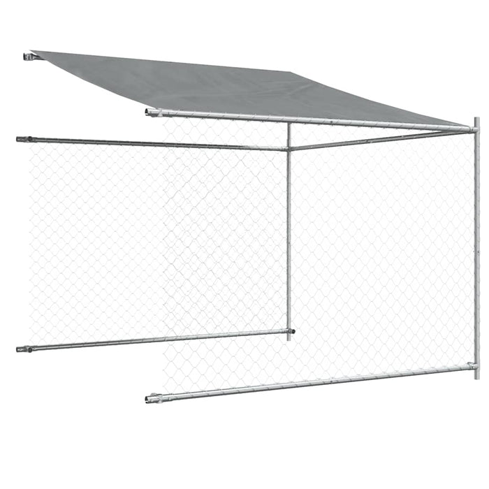 Cușcă câini cu acoperiș și ușă, gri, 10x2x2 m, oțel galvanizat - WALTI WALTI