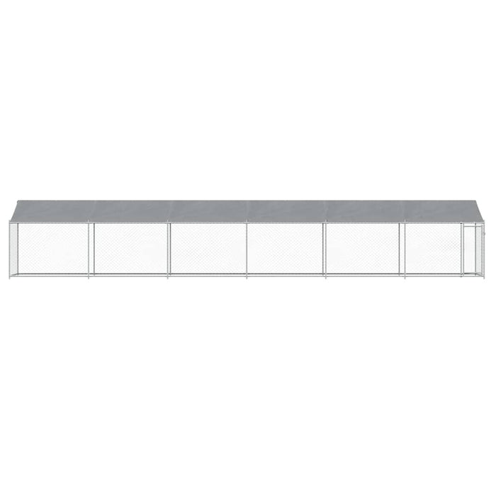 Cușcă câini cu acoperiș și ușă, gri, 12x2x2 m, oțel galvanizat - WALTI WALTI