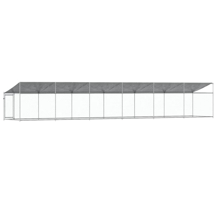 Cușcă câini cu acoperiș și ușă, gri, 12x2x2 m, oțel galvanizat - WALTI WALTI