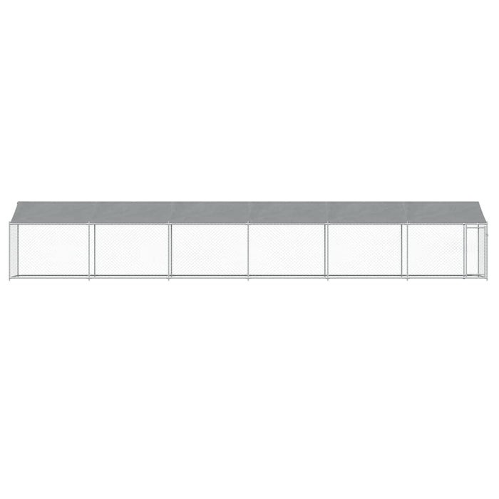 Cușcă câini cu acoperiș și ușă, gri, 12x2x2 m, oțel galvanizat - WALTI WALTI