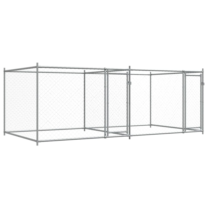 Cușcă pentru câini cu uși, gri, 4x2x1,5 m, oțel galvanizat - WALTI WALTI