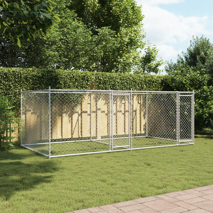 Cușcă pentru câini cu uși, gri, 4x2x1,5 m, oțel galvanizat - WALTI WALTI