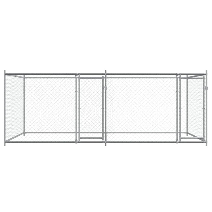 Cușcă pentru câini cu uși, gri, 4x2x1,5 m, oțel galvanizat - WALTI WALTI