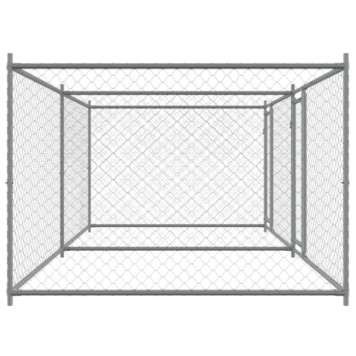 Cușcă pentru câini cu uși, gri, 4x2x1,5 m, oțel galvanizat - WALTI WALTI