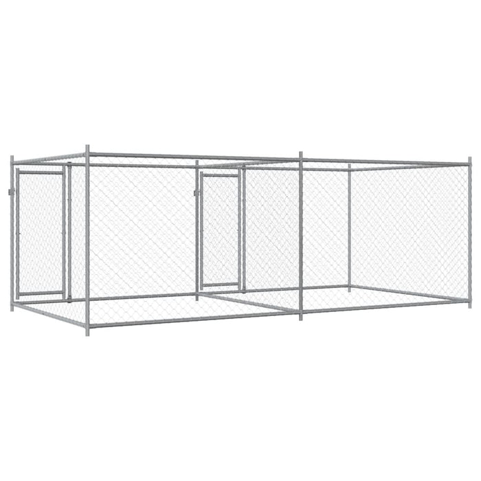 Cușcă pentru câini cu uși, gri, 4x2x1,5 m, oțel galvanizat - WALTI WALTI