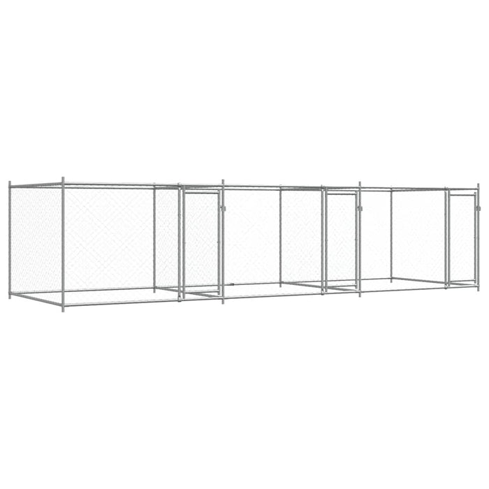 Cușcă pentru câini cu uși, gri, 6x2x1,5 m, oțel galvanizat - WALTI WALTI