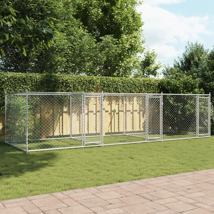 Cușcă pentru câini cu uși, gri, 6x2x1,5 m, oțel galvanizat - WALTI WALTI