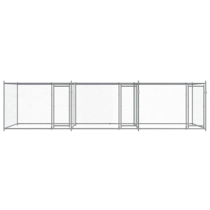 Cușcă pentru câini cu uși, gri, 6x2x1,5 m, oțel galvanizat - WALTI WALTI