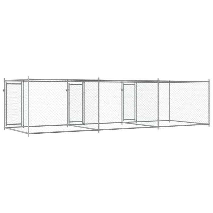 Cușcă pentru câini cu uși, gri, 6x2x1,5 m, oțel galvanizat - WALTI WALTI