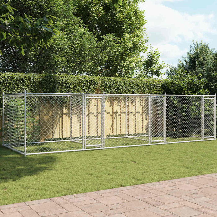 Cușcă pentru câini cu uși, gri, 6x2x1,5 m, oțel galvanizat - WALTI WALTI