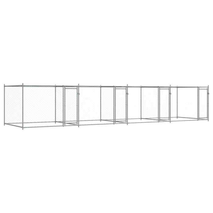 Cușcă pentru câini cu uși, gri, 8x2x1,5 m, oțel galvanizat - WALTI WALTI