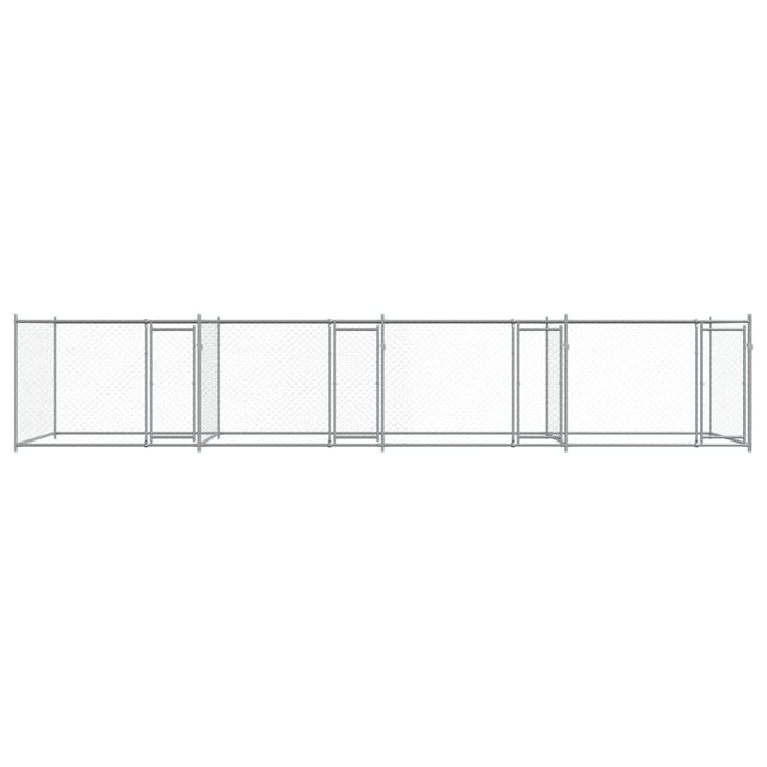 Cușcă pentru câini cu uși, gri, 8x2x1,5 m, oțel galvanizat - WALTI WALTI