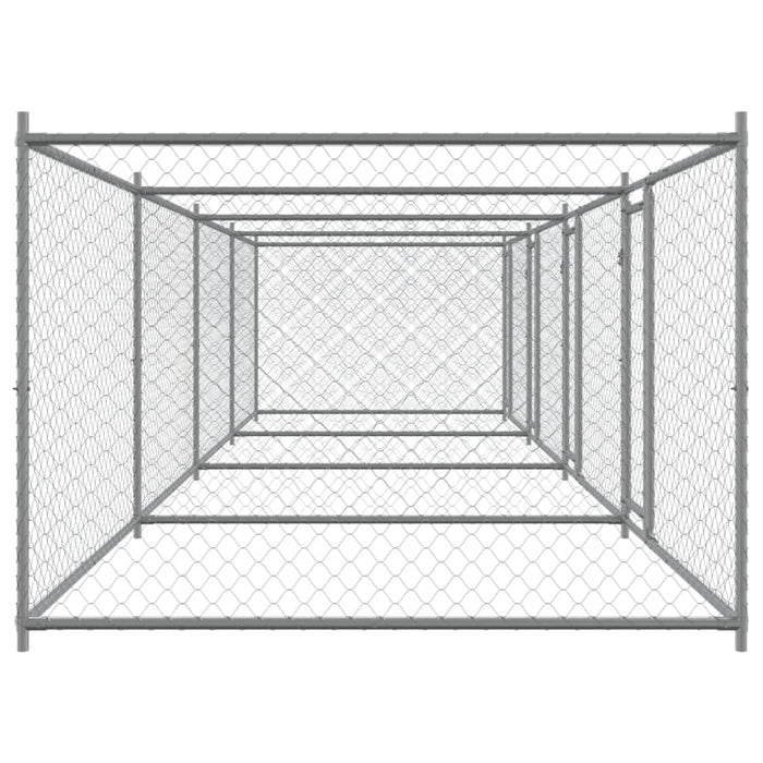 Cușcă pentru câini cu uși, gri, 8x2x1,5 m, oțel galvanizat - WALTI WALTI