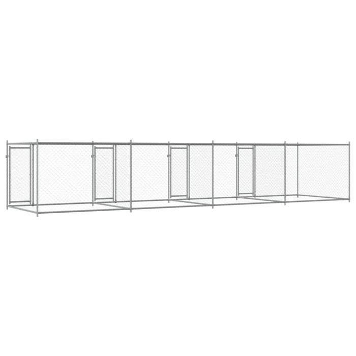 Cușcă pentru câini cu uși, gri, 8x2x1,5 m, oțel galvanizat - WALTI WALTI
