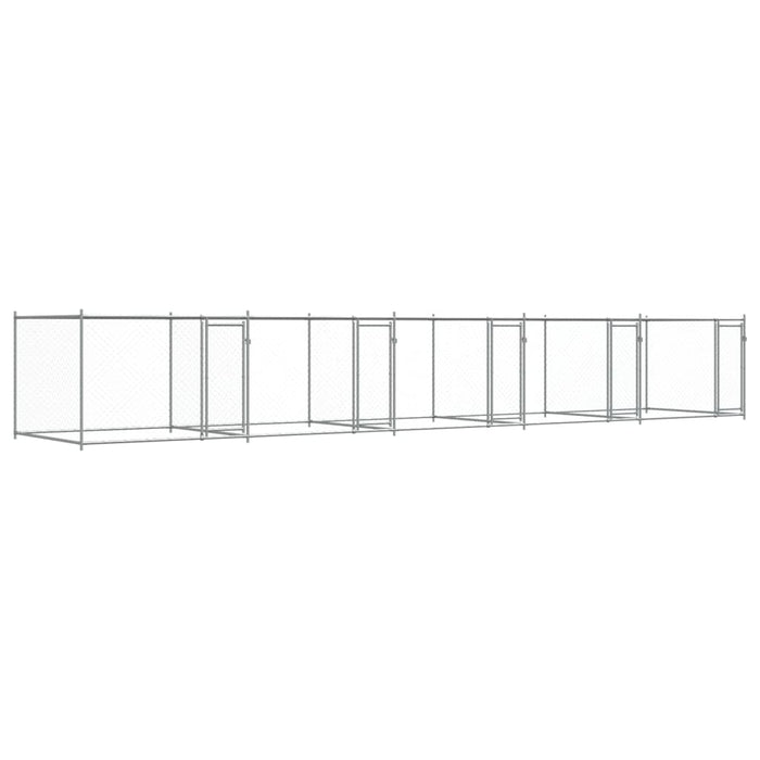 Cușcă pentru câini cu uși, gri, 10x2x1,5 m, oțel galvanizat - WALTI WALTI
