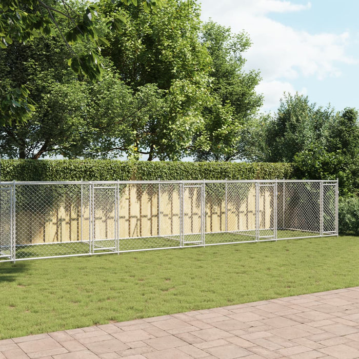 Cușcă pentru câini cu uși, gri, 10x2x1,5 m, oțel galvanizat - WALTI WALTI