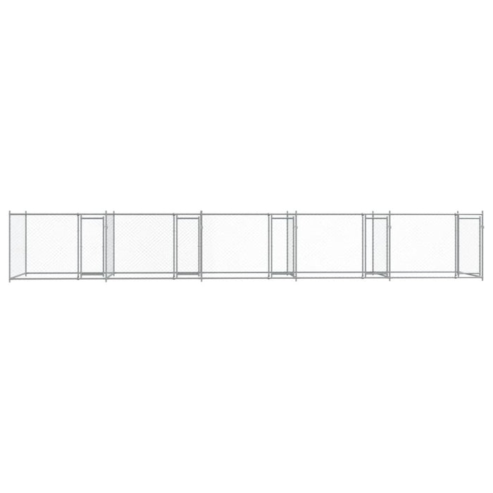 Cușcă pentru câini cu uși, gri, 10x2x1,5 m, oțel galvanizat - WALTI WALTI