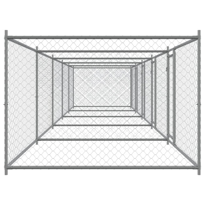 Cușcă pentru câini cu uși, gri, 10x2x1,5 m, oțel galvanizat - WALTI WALTI