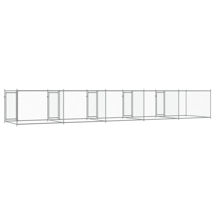 Cușcă pentru câini cu uși, gri, 10x2x1,5 m, oțel galvanizat - WALTI WALTI