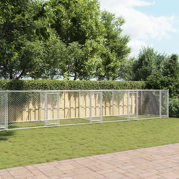 Cușcă pentru câini cu uși, gri, 12x2x1,5 m, oțel galvanizat - WALTI WALTI