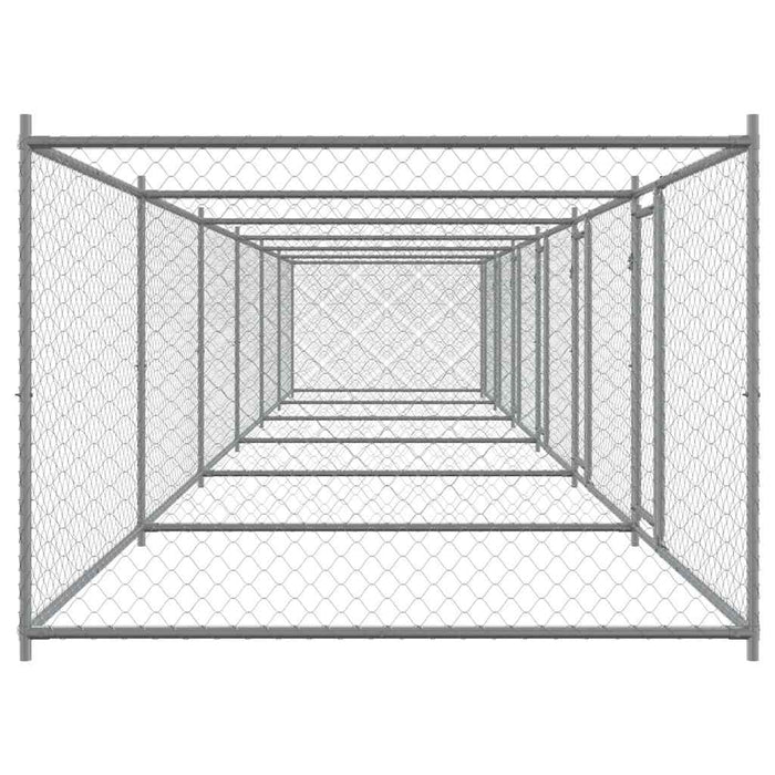 Cușcă pentru câini cu uși, gri, 12x2x1,5 m, oțel galvanizat - WALTI WALTI