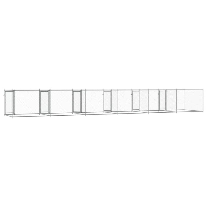 Cușcă pentru câini cu uși, gri, 12x2x1,5 m, oțel galvanizat - WALTI WALTI