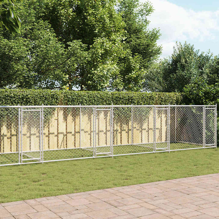 Cușcă pentru câini cu uși, gri, 12x2x1,5 m, oțel galvanizat - WALTI WALTI