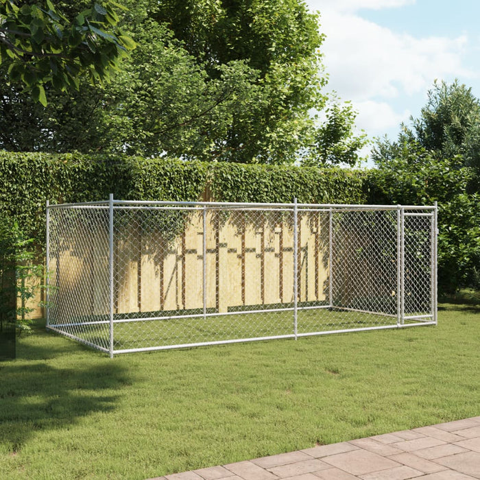 Cușcă pentru câini cu ușă, gri, 4x2x1,5 m, oțel galvanizat - WALTI WALTI