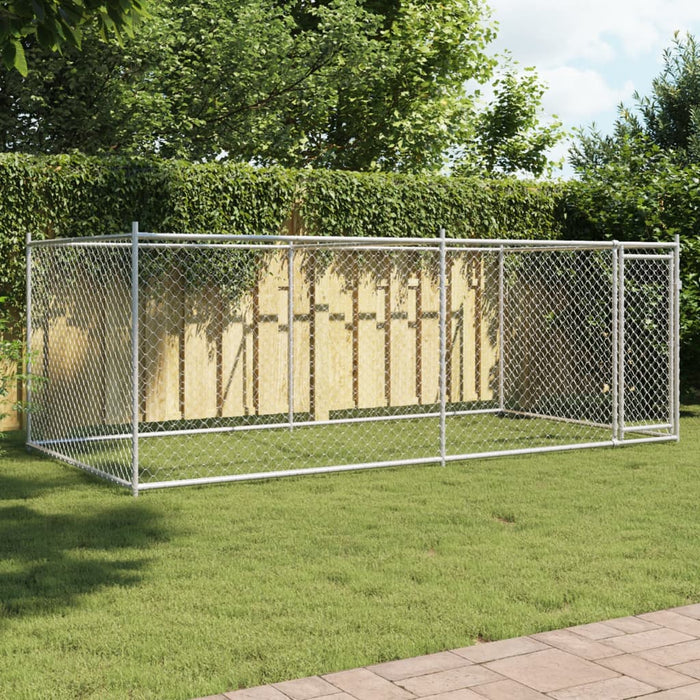 Cușcă pentru câini cu ușă, gri, 4x2x1,5 m, oțel galvanizat - WALTI WALTI
