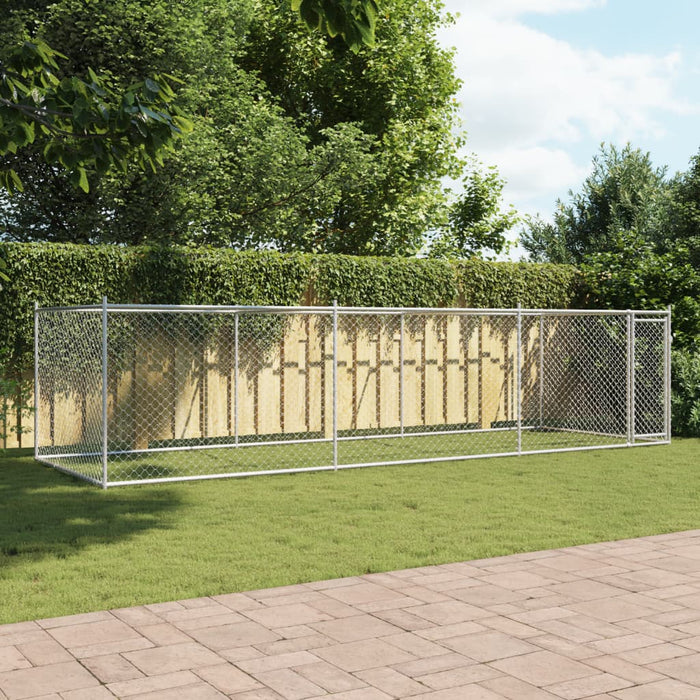 Cușcă pentru câini cu ușă, gri, 6x2x1,5 m, oțel galvanizat - WALTI WALTI