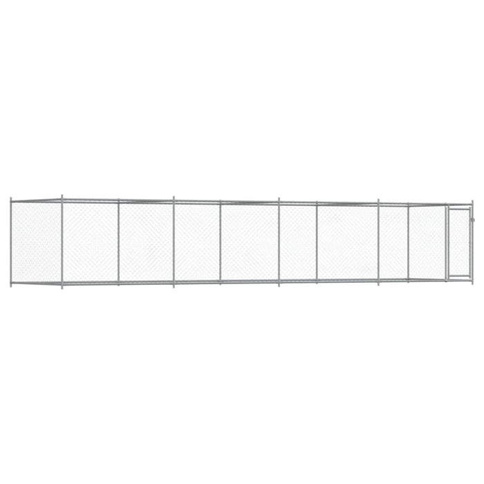 Cușcă pentru câini cu ușă, gri, 8x2x1,5 m, oțel galvanizat - WALTI WALTI