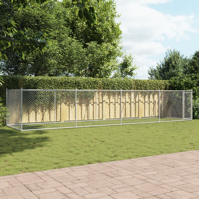 Cușcă pentru câini cu ușă, gri, 8x2x1,5 m, oțel galvanizat - WALTI WALTI