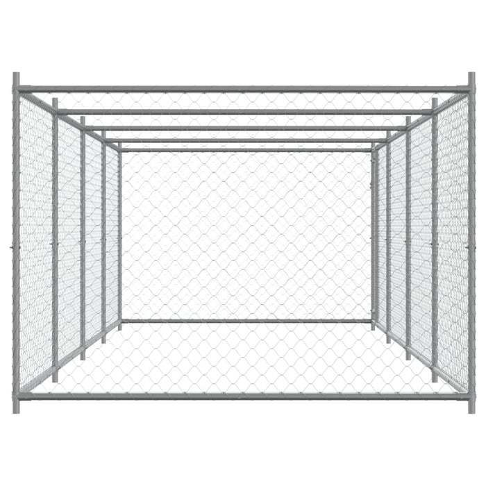 Cușcă pentru câini cu ușă, gri, 8x2x1,5 m, oțel galvanizat - WALTI WALTI