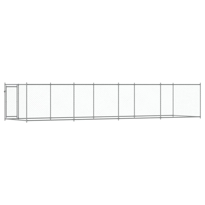 Cușcă pentru câini cu ușă, gri, 8x2x1,5 m, oțel galvanizat - WALTI WALTI