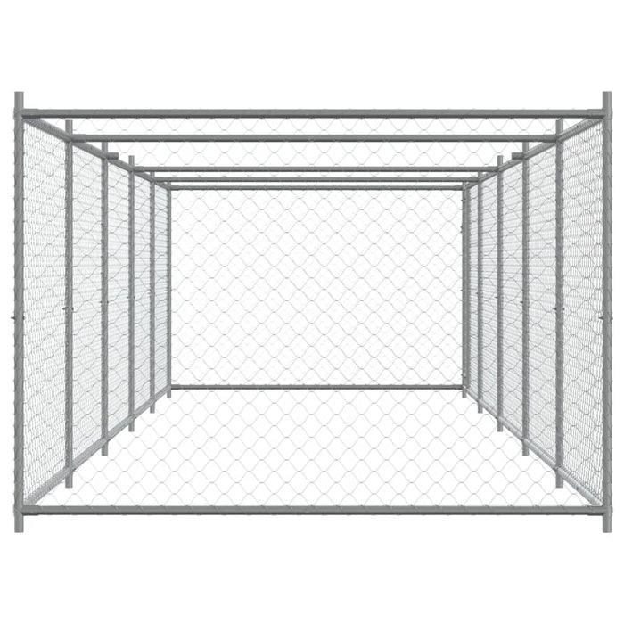 Cușcă pentru câini cu ușă, gri, 10x2x1,5 m, oțel galvanizat - WALTI WALTI