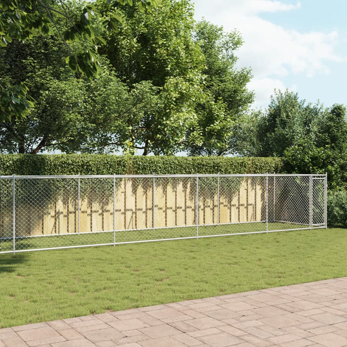 Cușcă pentru câini cu ușă, gri, 12x2x1,5 m, oțel galvanizat - WALTI WALTI